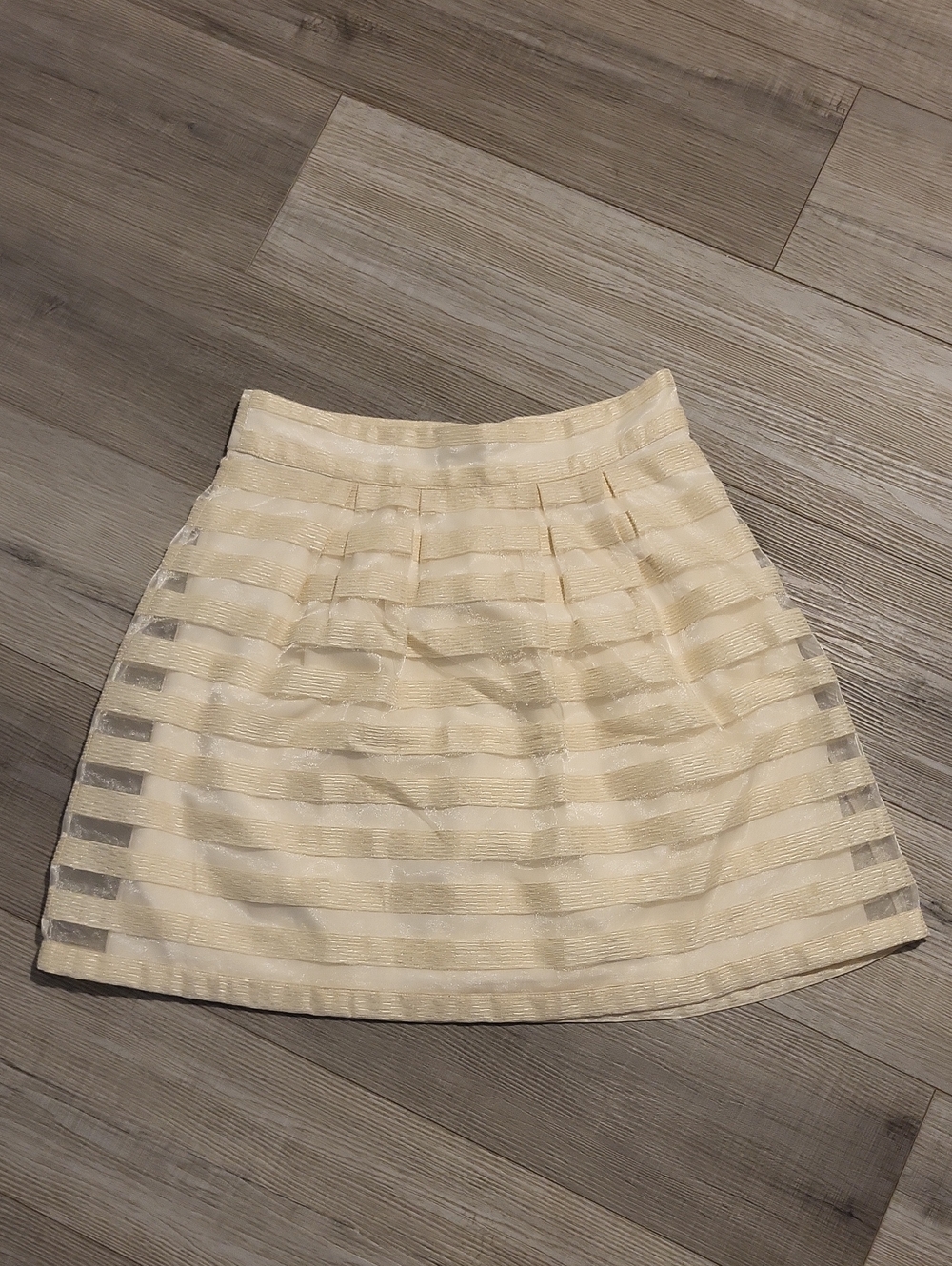 Ann Taylor Cream Striped Circle Skirt